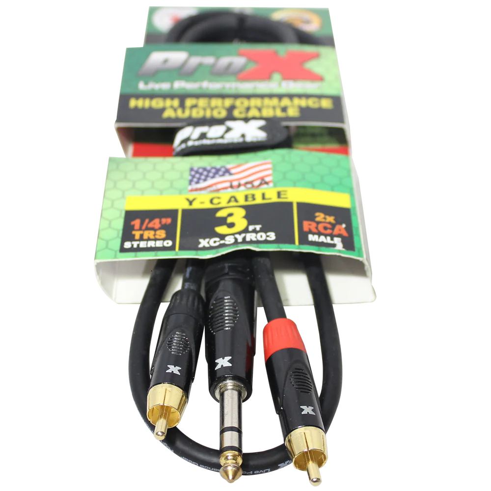 PRO-X- XC-SYR03 - ProX XC-SYR03 Unbalanced 1/4" TRS-M to Dual RCA-M High Performance Audio Cable - 3 Ft.
