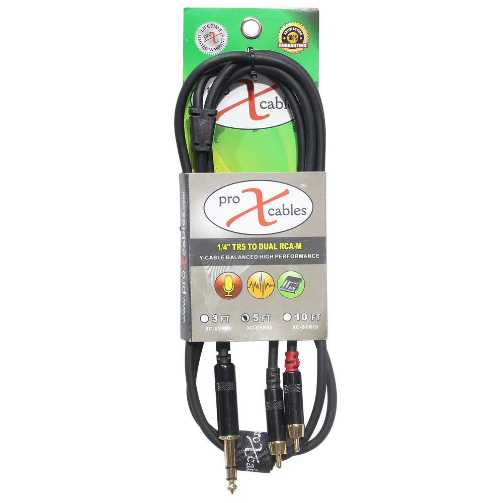 PROX-XC-SYR05 - ProX XC-SYR05 Unbalanced 1/4" TRS-M to Dual RCA-M High Performance Audio Cable - 5 Ft.