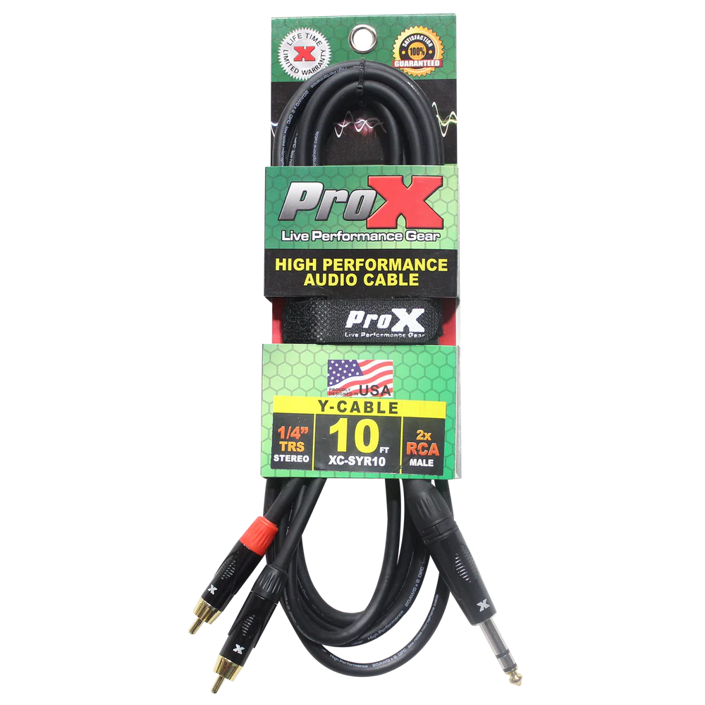 PRO-X- XC-SYR10 - ProX XC-SYR10 Unbalanced 1/4" TRS-M to Dual RCA-M High Performance Audio Cable - 10 Ft.