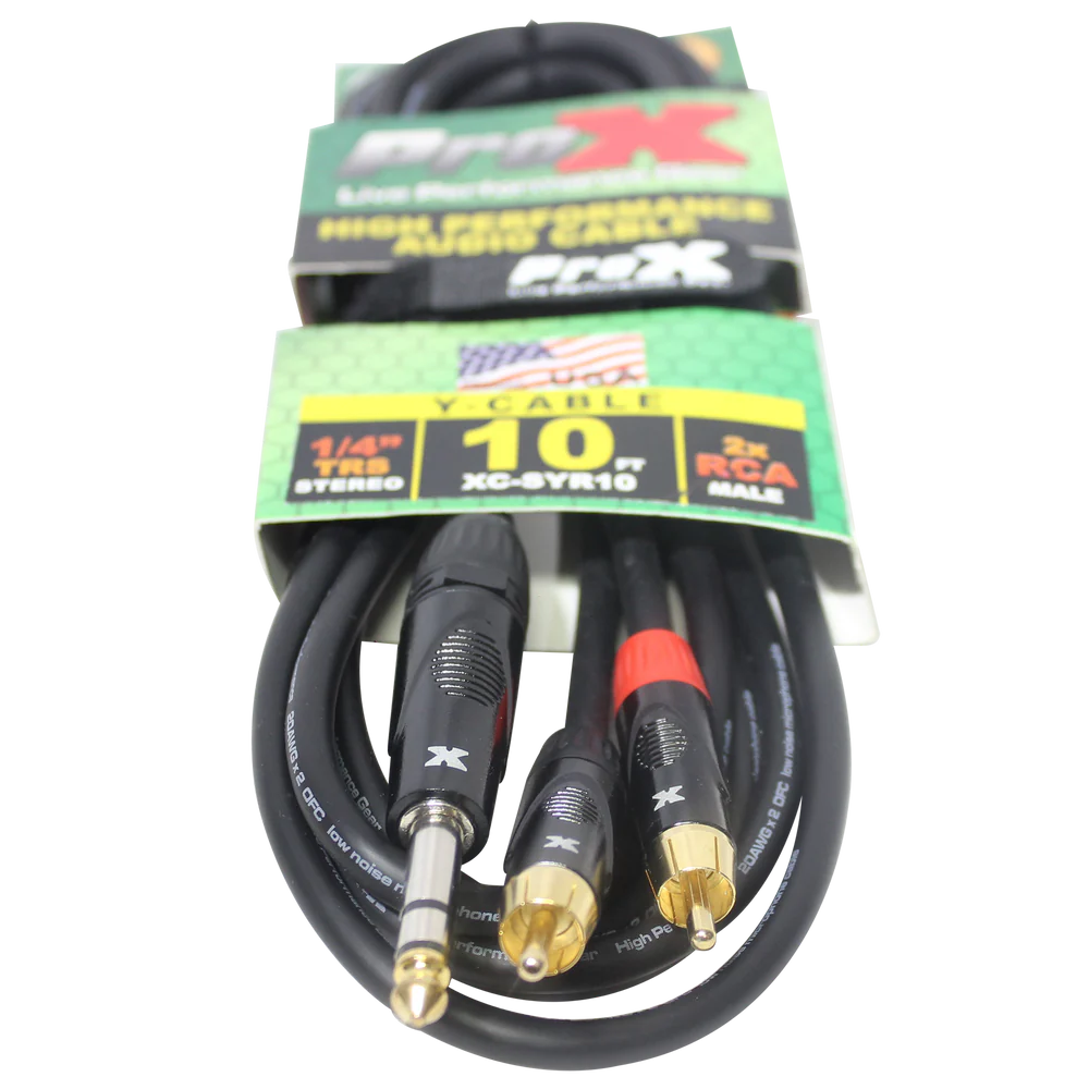 PROX-XC-SYR10 - ProX XC-SYR10 Unbalanced 1/4" TRS-M to Dual RCA-M High Performance Audio Cable - 10 Ft.