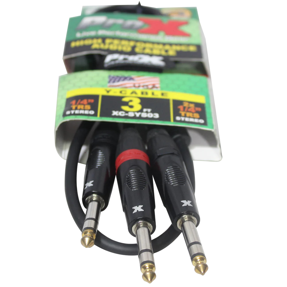 PROX-XC-SYS03 - ProX XC-SYS03 1/4" TRS-M to Dual 1/4" TRS-M High Performance Audio Cable - 3 Ft.
