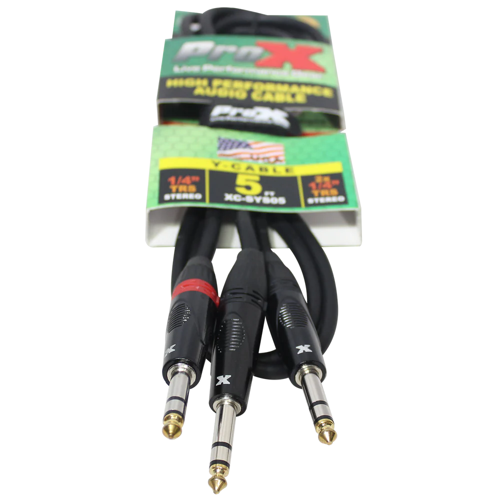PROX-XC-SYS05 - ProX XC-SYS05 1/4" TRS-M to Dual 1/4" TRS-M High Performance Audio Cable - 5 Ft.