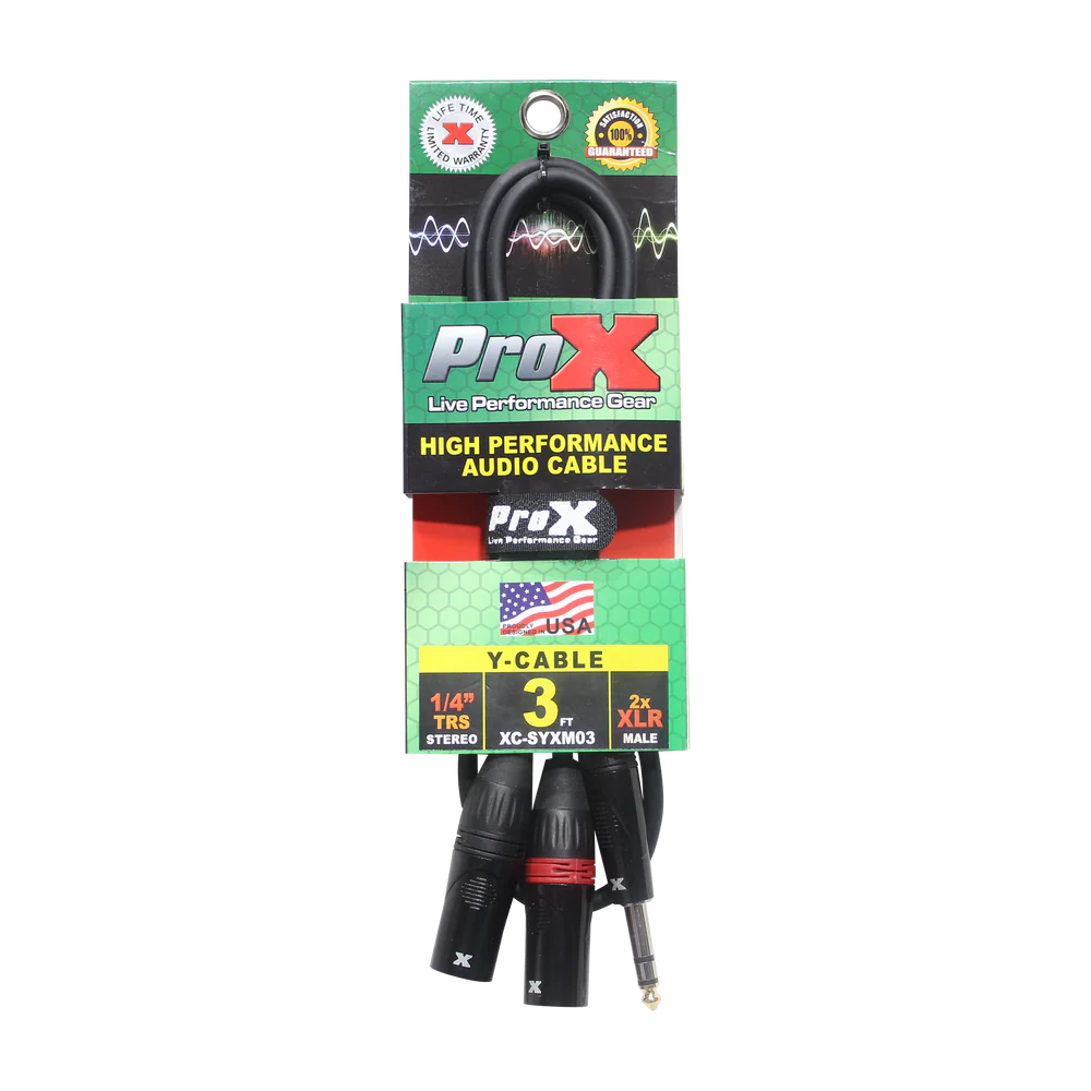 PROX-XC-SYXM03 - ProX XC-SYXM03 1/4" TRS-M Stereo to Dual XLR3-M High Performance Y Cable - 3 Ft.