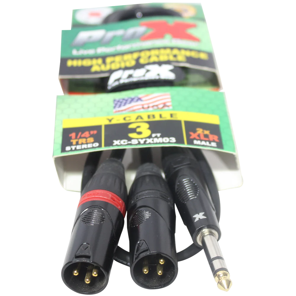 PRO-X- XC-SYXM03 - ProX XC-SYXM03 1/4" TRS-M Stereo to Dual XLR3-M High Performance Y Cable - 3 Ft.