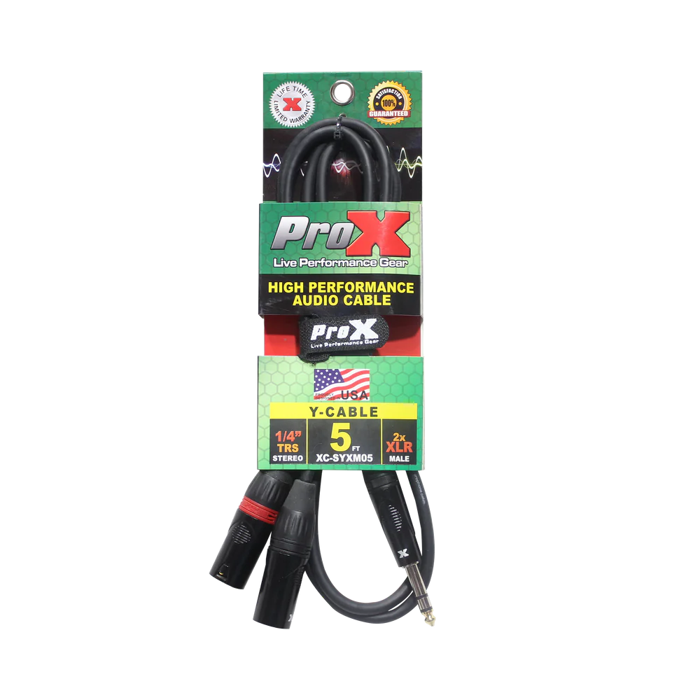 PROX-XC-SYXM05 - ProX XC-SYXM05 1/4" TRS-M Stereo to Dual XLR3-M High Performance Y Cable - 5 Ft.