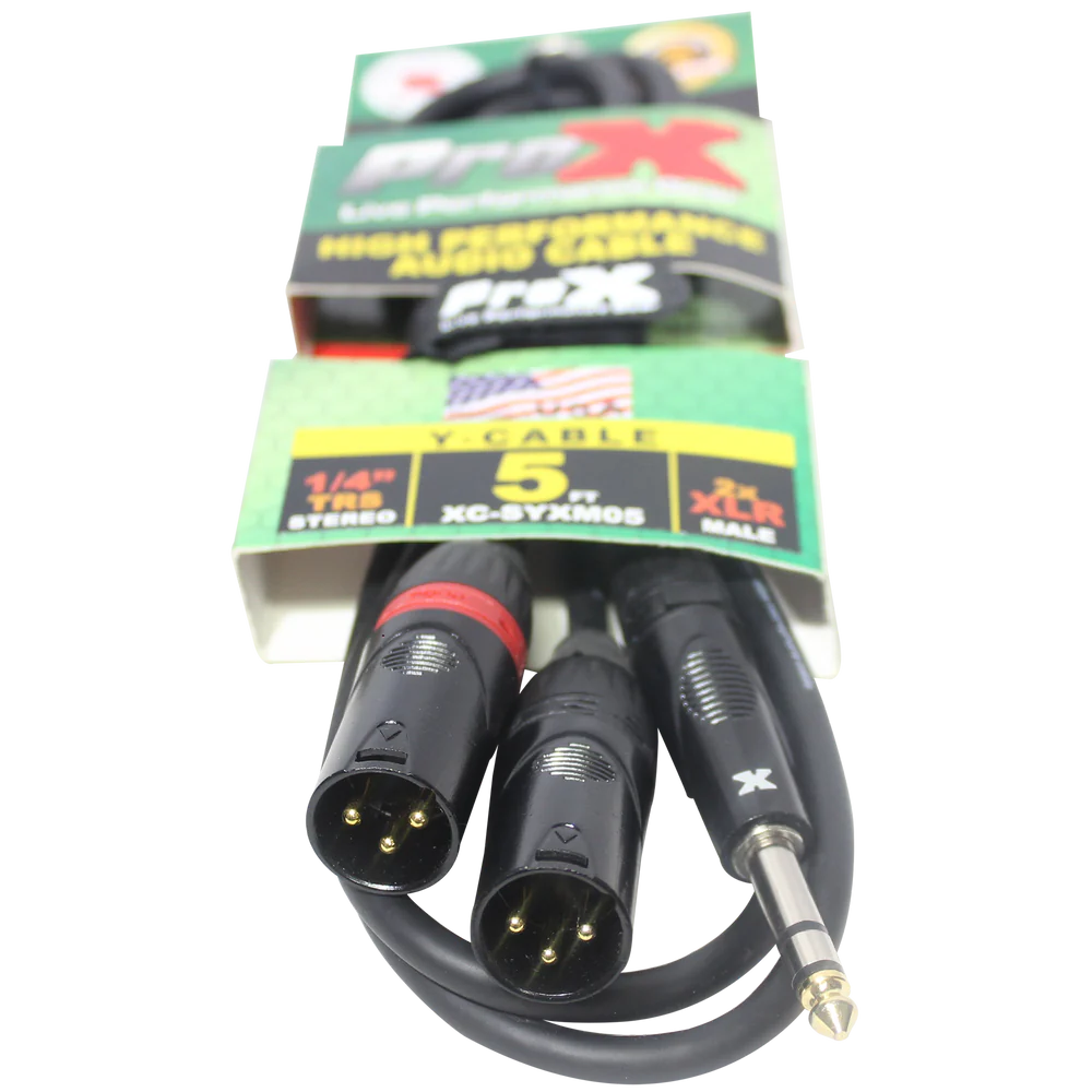 PRO-X- XC-SYXM05 - ProX XC-SYXM05 1/4" TRS-M Stereo to Dual XLR3-M High Performance Y Cable - 5 Ft.