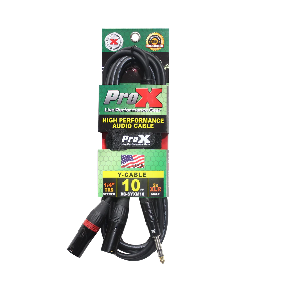 PROX-XC-SYXM10 - ProX XC-SYXM10 10 Ft. High Performance Y Cable 1/4" TRS-M Stereo to Dual XLR3-M