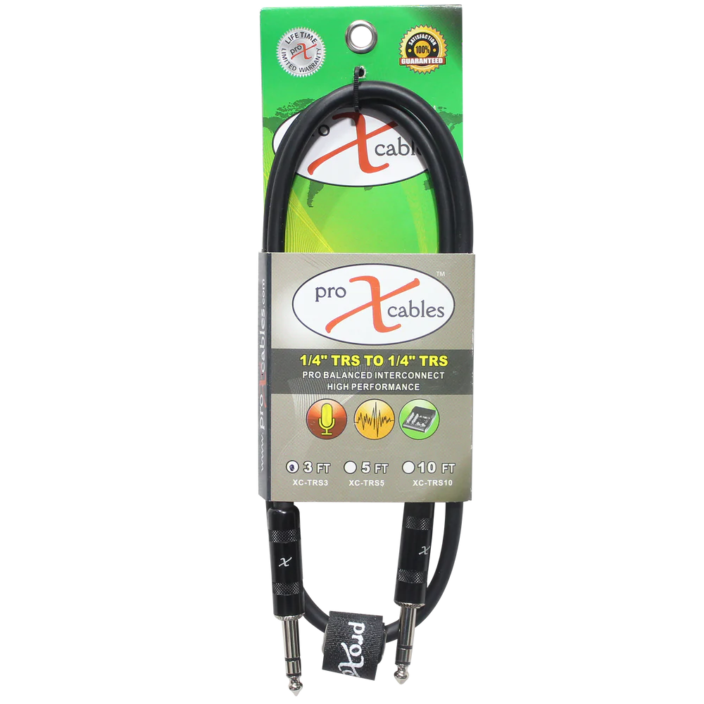 PRO-X- XC-TRS03 - ProX XC-TRS03 Balanced 1/4" TRS-M to TRS-M High Performance Audio Cable - 3'