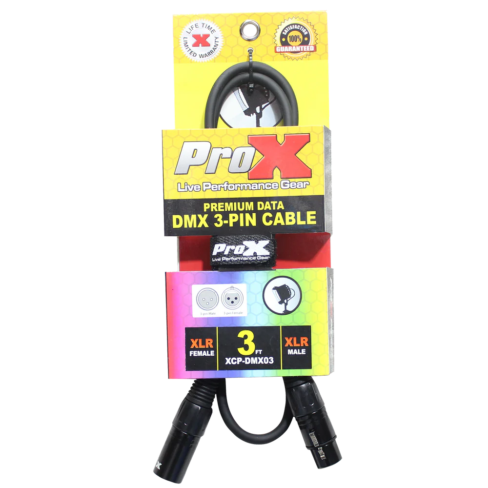 PROX-XCP-DMX03 - ProX XCP-DMX03 3 Ft. DMX XLR3-M to XLR3-F Premium Cable