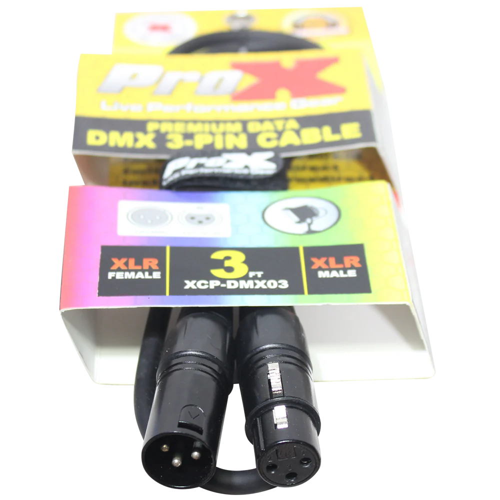 PROX-XCP-DMX03 - ProX XCP-DMX03 3 Ft. DMX XLR3-M to XLR3-F Premium Cable
