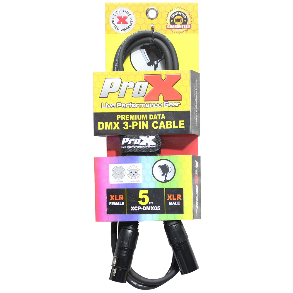 PROX-XCP-DMX05 - ProX XCP-DMX05 5 Ft. DMX XLR3-M to XLR3-F Premium Cable