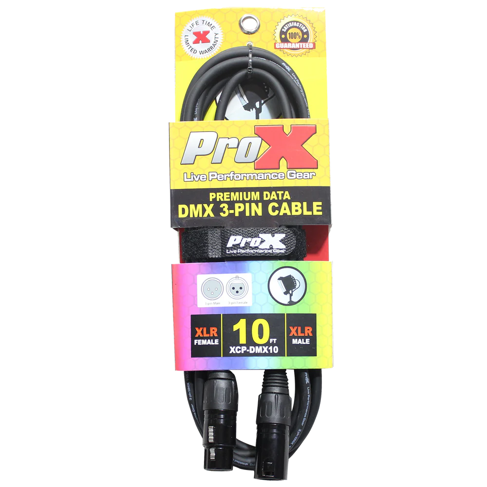 PROX-XCP-DMX10 - ProX XCP-DMX10 10 Ft. DMX XLR3-M to XLR3-F Premium Cable
