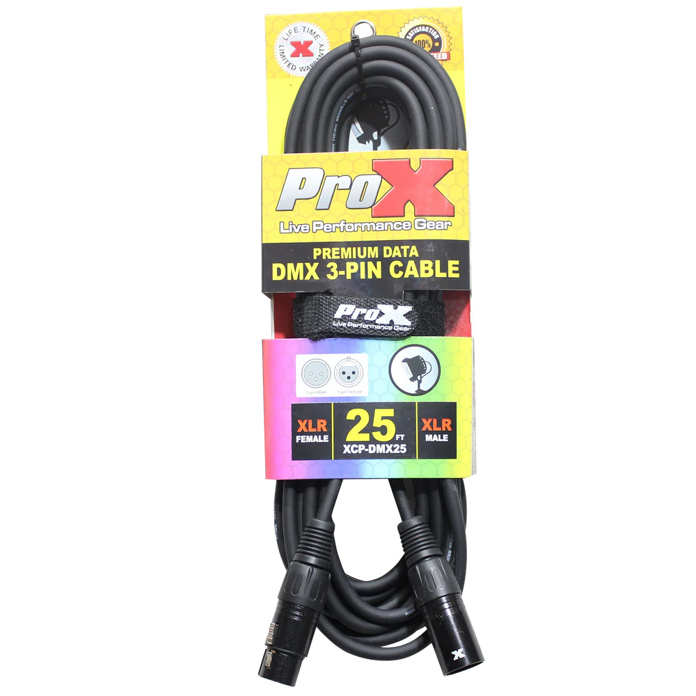 PROX-XCP-DMX25 - ProX XCP-DMX25 25 Ft. DMX XLR3-M to XLR3-F Premium Cable