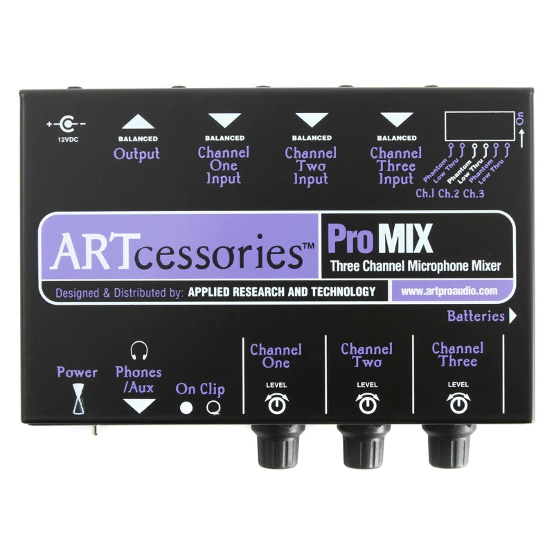 ART ProAudio PROMIX ART 3 CHAN MINI MIXER 230V - ART Promix 3-Channel Portable Mono Microphone Submixer With XLR iOS