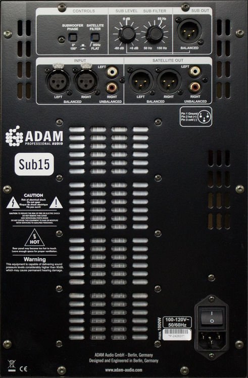 ADAM AUDIO AD-SUB15B - 1000W, 15'' Active Studio Subwoofer