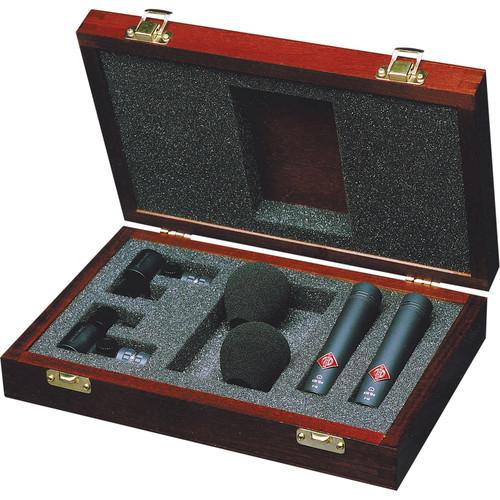 Neumann KM 184-MT-STEREOSET Stereo set includes two each: KM 184, SG 21 BK, WNS 100 in one woodbox - Neumann KM 184 MT Stereo Set Kit Of Two KM 184