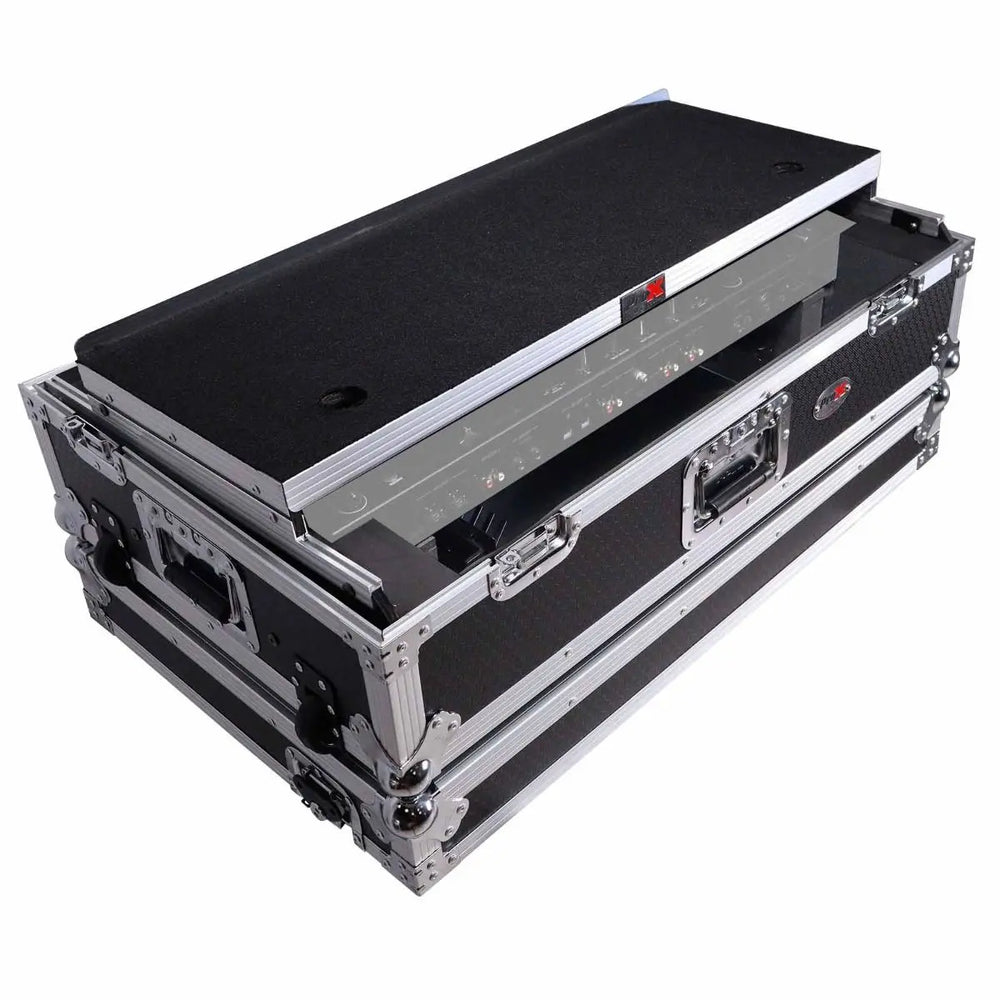 PRO-X- XS-REV71K2U WLT LED - Flight Case for Pioneer DDJ-REV7 & DDJ-1000/SRT with 2U Rackspace/Laptop Shelf/Wheels