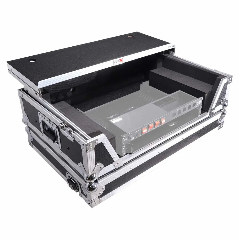 PRO-X- XS-REV71K2U WLT LED - Flight Case for Pioneer DDJ-REV7 & DDJ-1000/SRT with 2U Rackspace/Laptop Shelf/Wheels