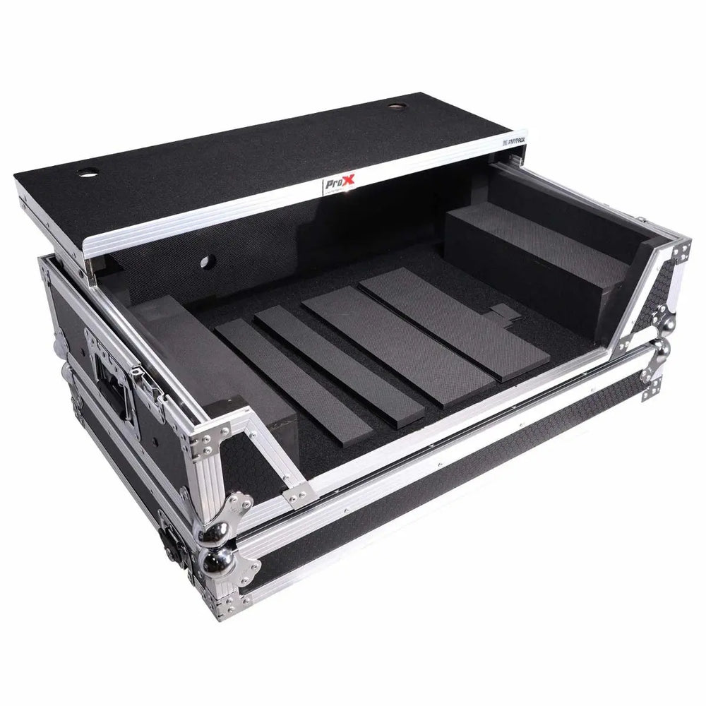 PRO-X- XS-REV71K2U WLT LED - Flight Case for Pioneer DDJ-REV7 & DDJ-1000/SRT with 2U Rackspace/Laptop Shelf/Wheels