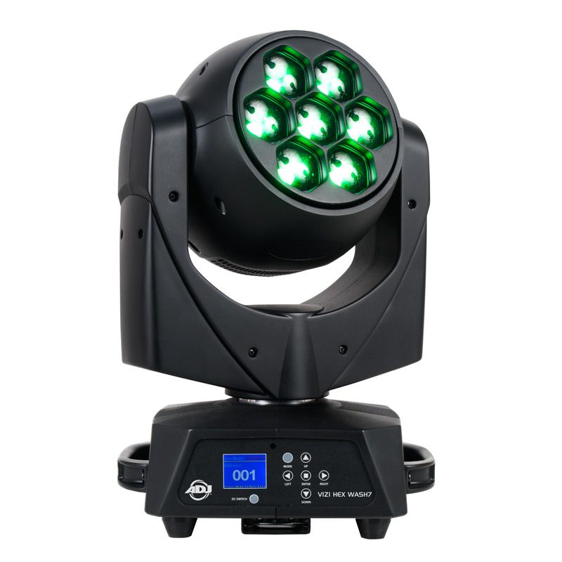 AMERICAN DJ VIZI-HEX-WASH-7 (OPEN BOXES-THE PAIR) 105W variable zoom (5 ~ 55-degrees) and seven 15W HEX (RGBWA+UV) LEDs