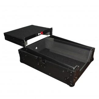 PRO-X- XS-M12LTBL - ATA Flight Hard Case For Large Format 12 Universal Dj Mixer w/Laptop Shelf (Black On Black)