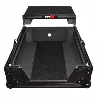 PRO-X- XS-M12LTBL - ATA Flight Hard Case For Large Format 12 Universal Dj Mixer w/Laptop Shelf (Black On Black)
