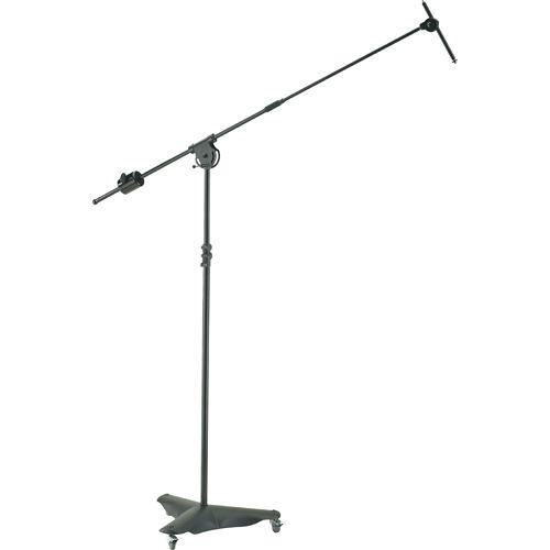 K&M 21430-BLACK - Mobile Overhead Microphone Stand with Caster Base
