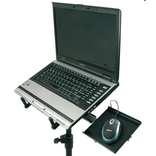 QUIKLOK LPH003 Tripod laptop stand, pull-out mouse tray, top/bottom anchors - Quiklok LPH-003 Free Standing Tripod Base Laptop Holder