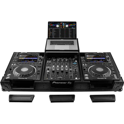 Odyssey FZGS12CDJWXD2BL Case DJ Gear - Odyssey Extra-Deep Coffin Flight Case with Glide Platform for 12" DJ Mixer and Two Large-Format Media Players - All Black