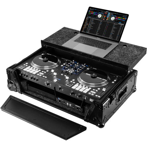 Odyssey FZGSRANEONEBL1UCW Case DJ Gear - Odyssey Black Label Glide-Style Flight Case for RANE ONE with 1 RU Rackspace and Wheels - All Black