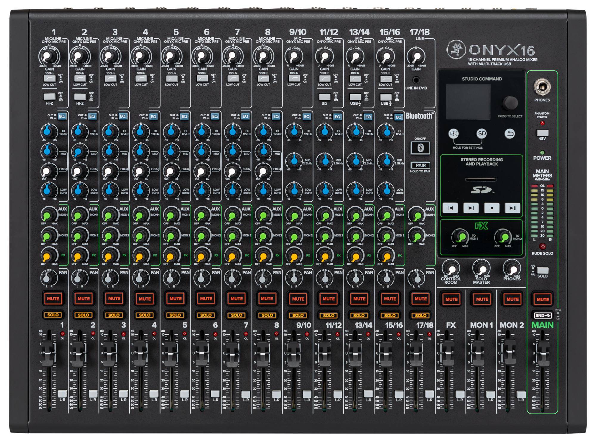 MACKIE ONYX16 16-Channel Premium Analog Mixer with Multi-Track USB recording.