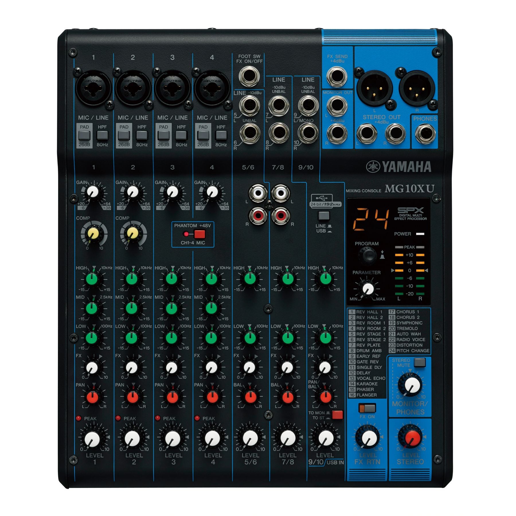 YAMAHA MG10XU - 10-Channel Mixing Console with effects with rotary knobs