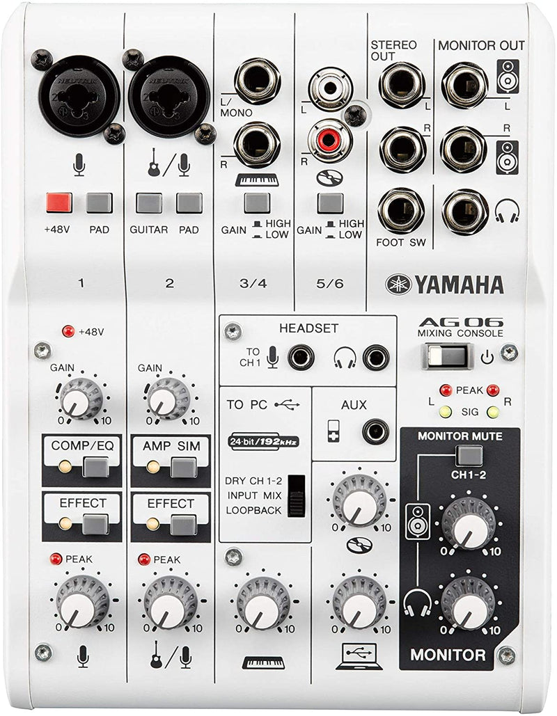 YAMAHA YAMAHA AG06 - 6 INPUT / USB MIXER - Yamaha Multi-Purpose 6 Channel USB Mixer and Audio Interface