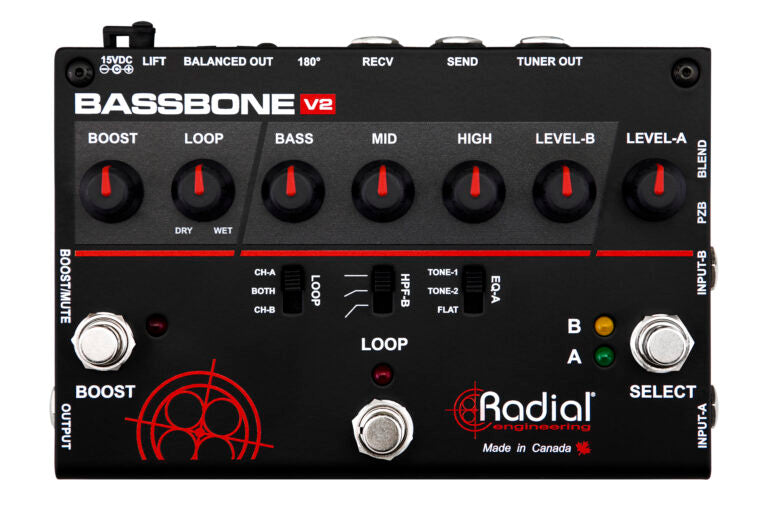 Radial Bassbone V2 - Radial Engineering BASSBONE V2 Tonebone 2-Channel Bass Preamp Pedal