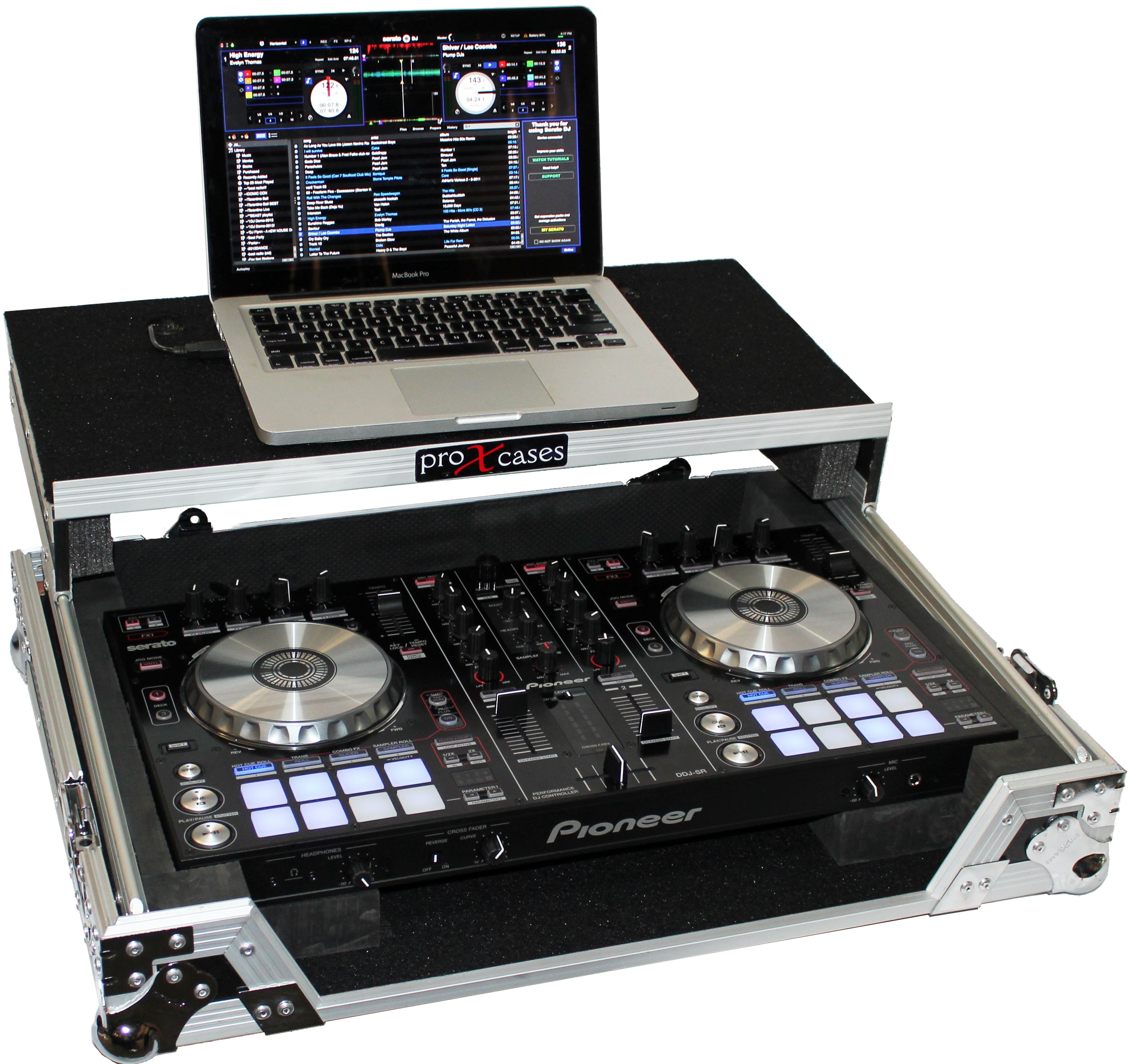 PROX-XS-DDJRR LT - Flight Case For Pioneer DDJ-RR & DDJ-SR2 W-Sliding Laptop Shelf