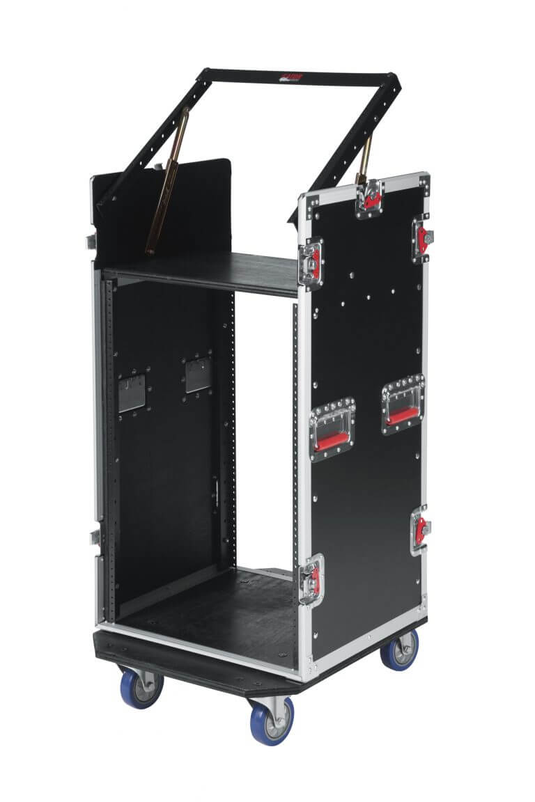 GATOR G-TOUR 10x16 PU Same as above with 16U front & rear - Gator G-TOUR 10X16 PU Pop-Up Console Rack Case - 10 Space Top & 16 Space Front & Rear Rackable Audio Equipment