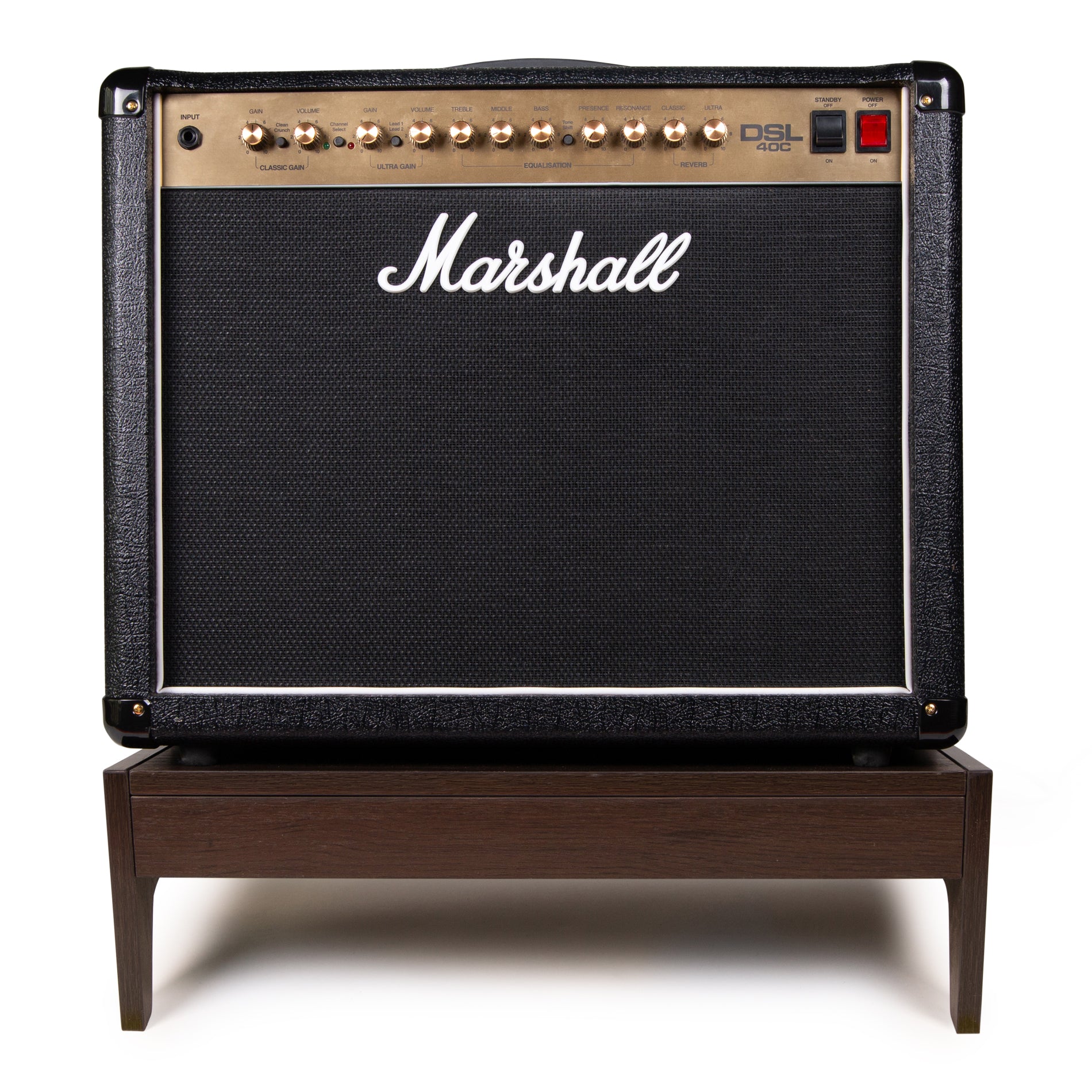 GATOR GFW-ELITEGTRAMPLG-BRN Elite Series Large Guitar Furniture Amp Stand - Brown Finish