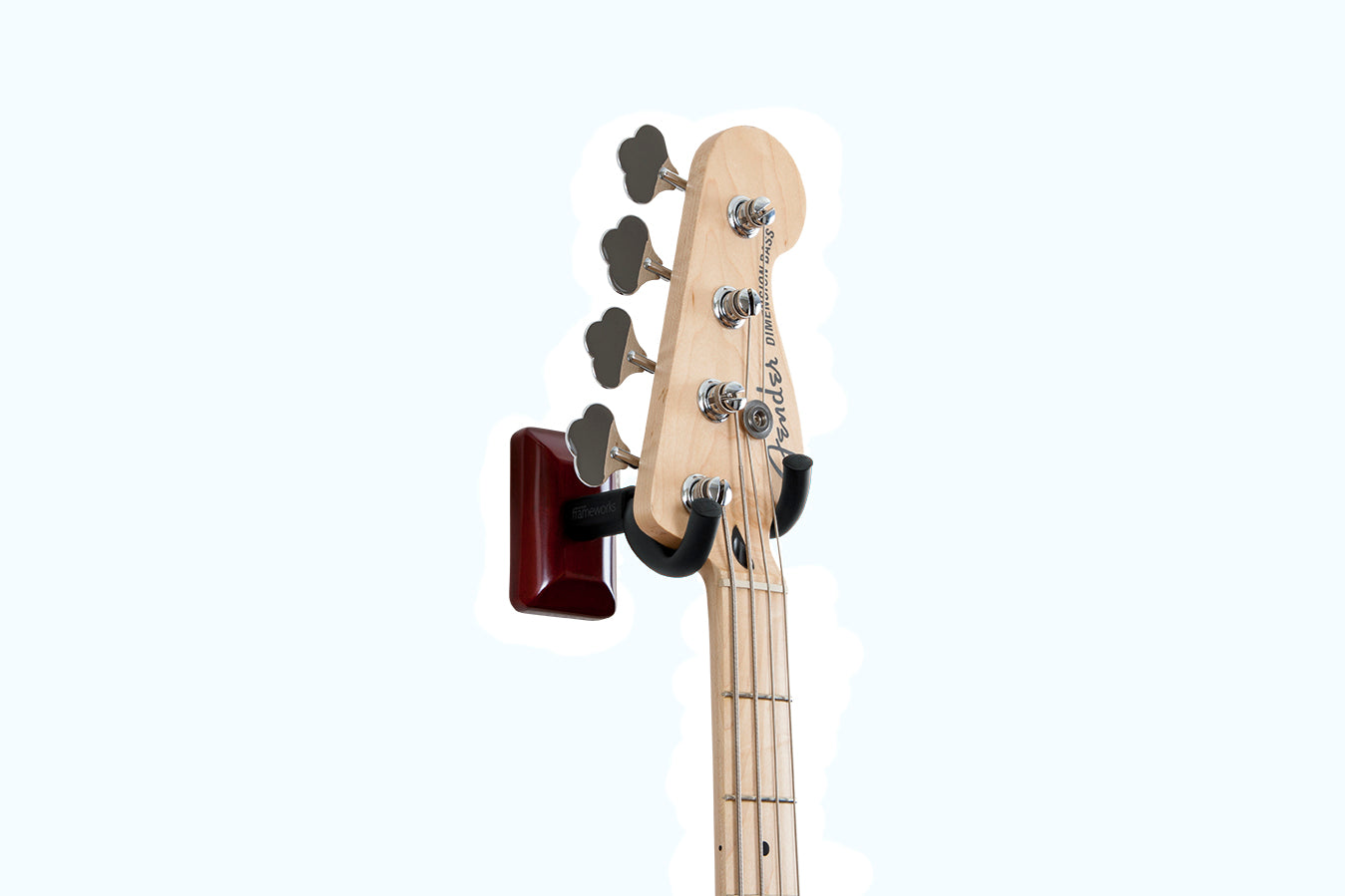 GATOR GFW-GTR-HNGRCHR GFW Guitar Wall Hanger w Cherry Finish - Gator GFW-GTR-HNGRCHR Wall-Mounted Guitar Hanger w/ Cherry Mounting Plate