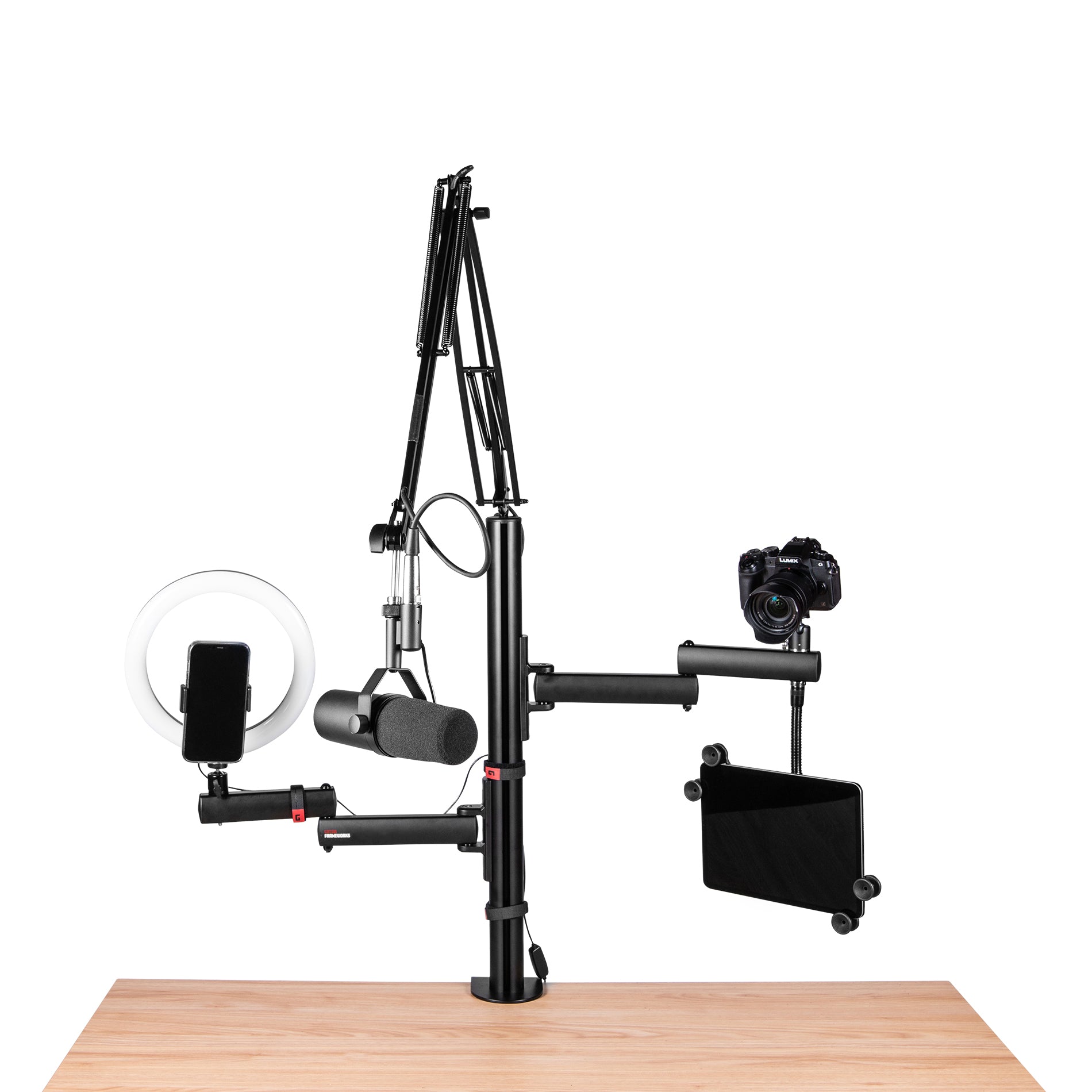 GATOR GFW-ID-CREATORTREE Gator Frameworks ID Series Creator Tree desk mounting solution for content creator lighting, mic, and camera