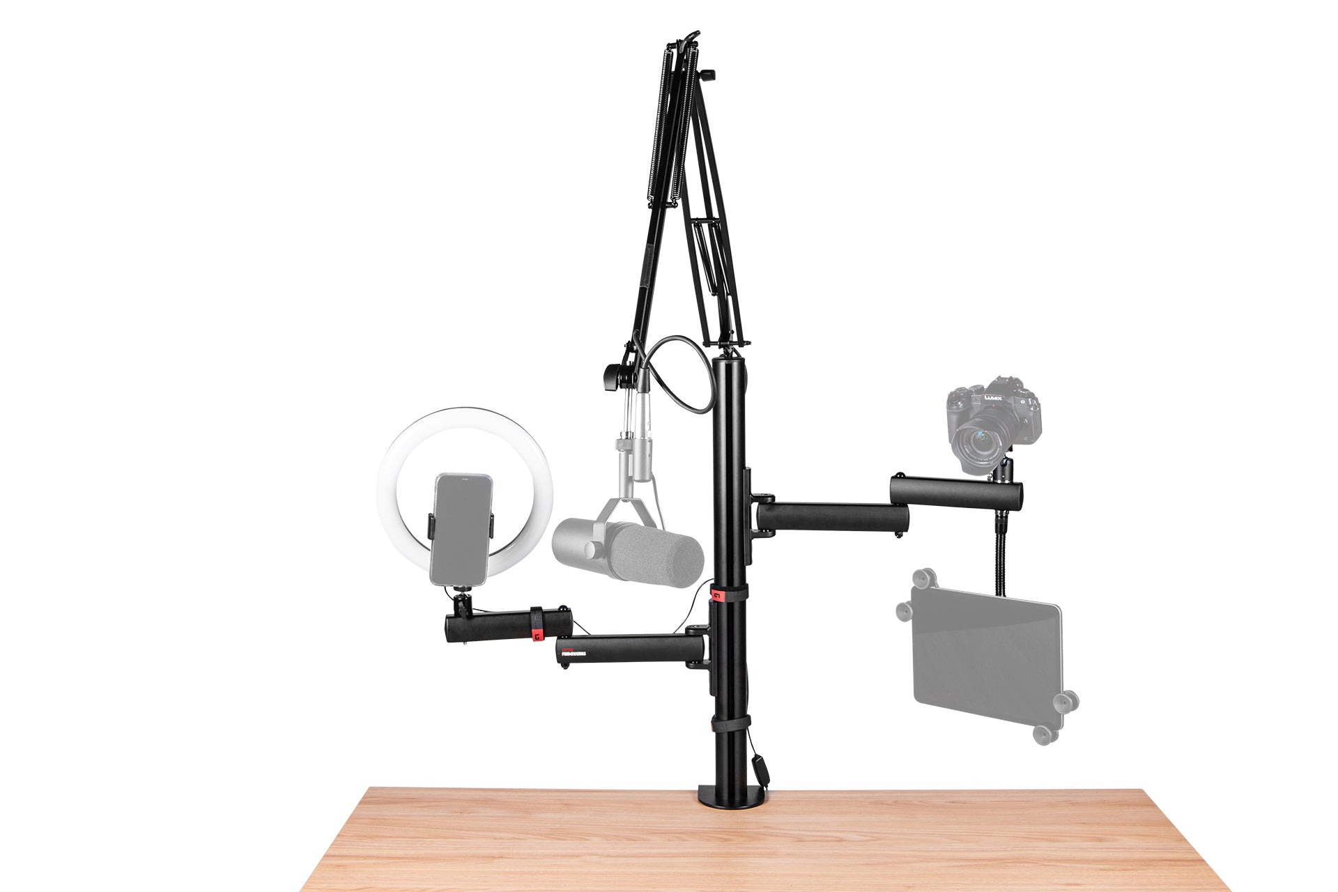 GATOR GFW-ID-CREATORTREE Gator Frameworks ID Series Creator Tree desk mounting solution for content creator lighting, mic, and camera