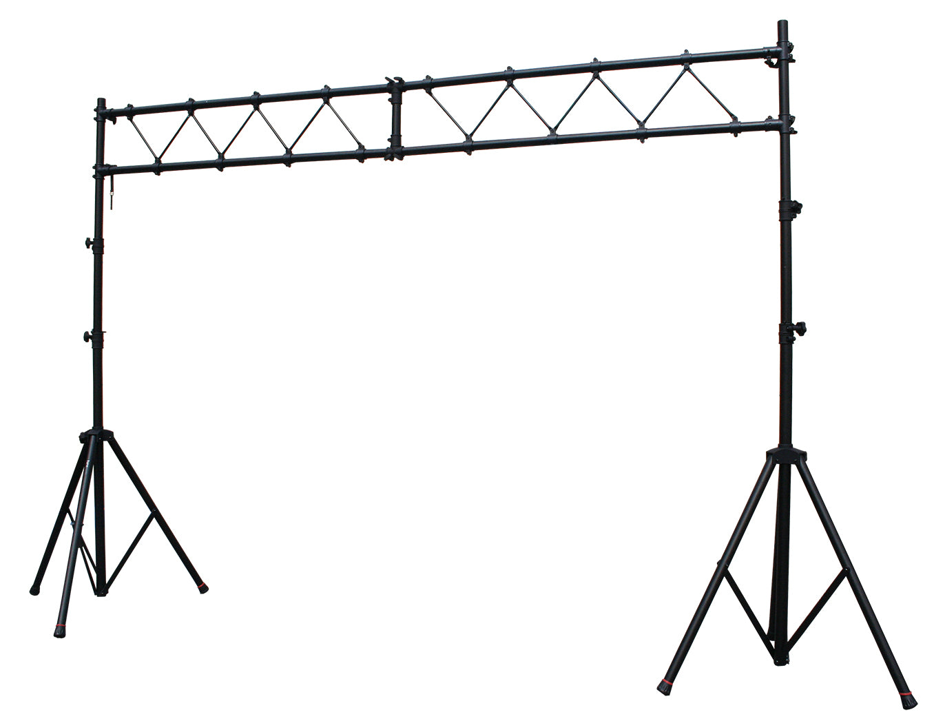 GATOR GFW-LIGHT-LT1 Lightweight Aluminum Lighting Truss System • 10 ft. 6" Max Height • 13 ft. Width • 4 ft. Top T-Bar arms • Heavy-Duty cross brace trussing • Removable red safety trim on feet