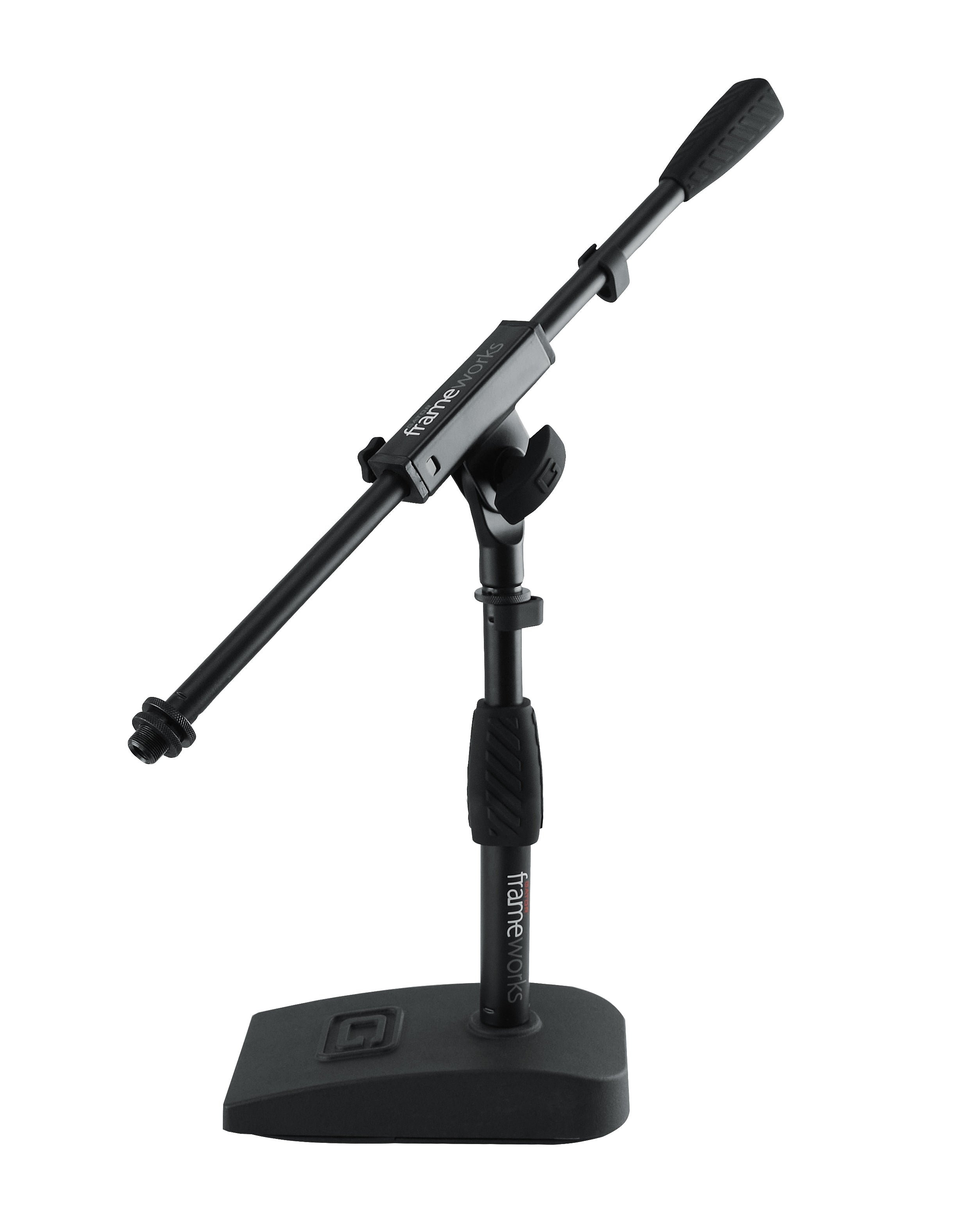 GATOR GFW-MIC-0821 Short mic stand with single section boom and twist clutch. Perfect bass drum or amp mic placement.