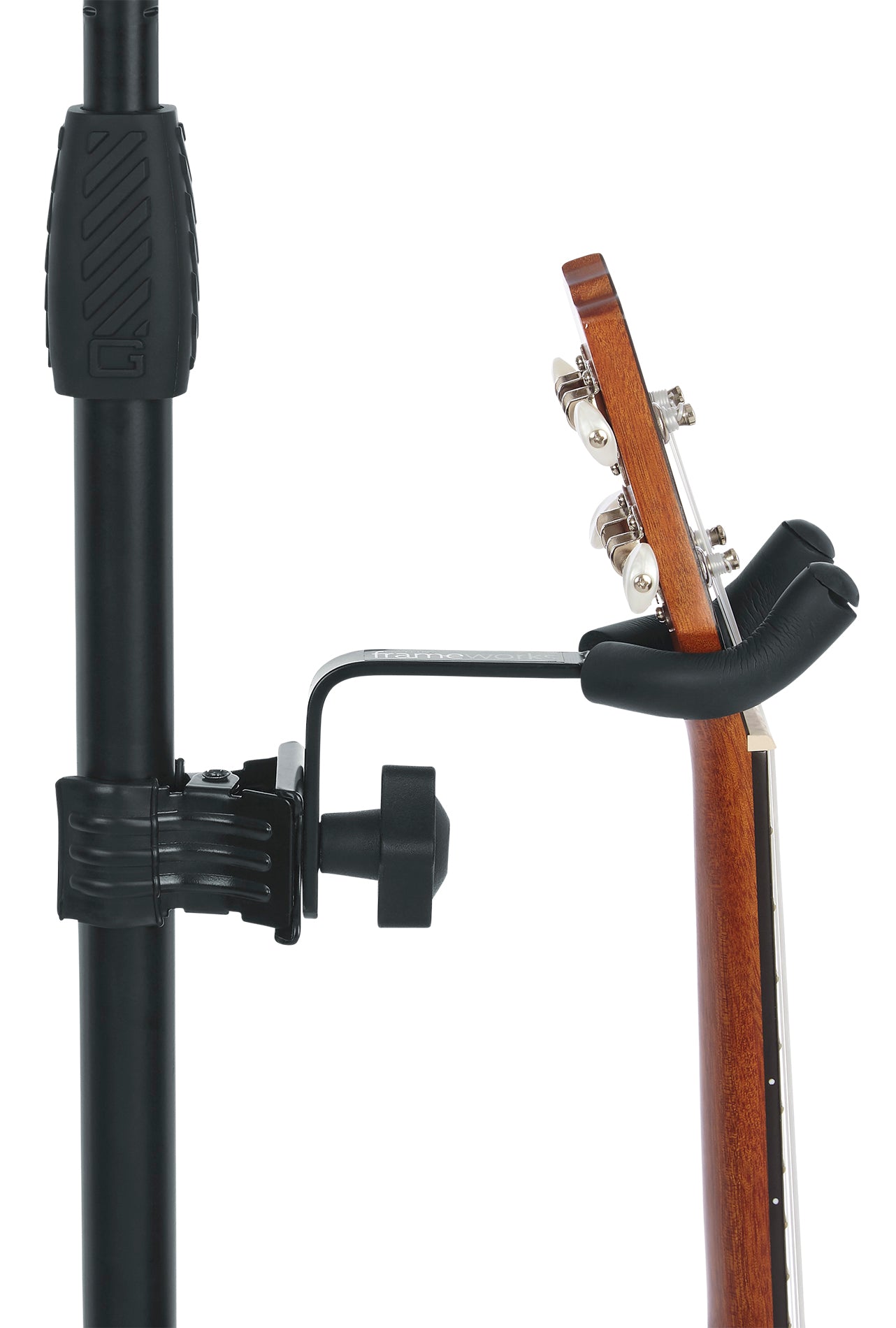 GATOR GFW-MICUKE-HNGR Uke and Mandolin hanger that clamps on mic stands. - Ukulele/Mandolin Hanger for Microphone Stands
