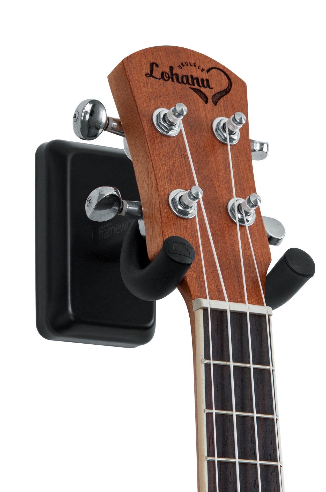 GATOR GFW-UKE-HNGRBLK Wall Mounted Ukulele/Mandolin Hanger with Black Mounting Plate