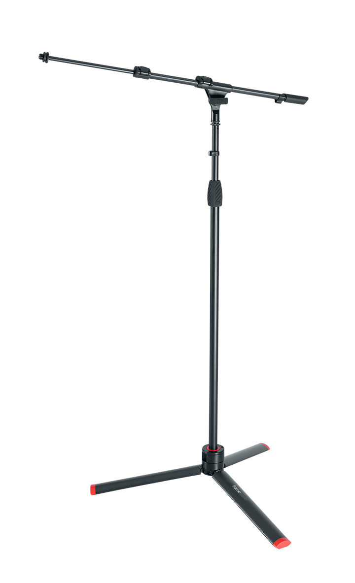 GATOR GFW-ID-MIC ID Series adjustable tripod style mic stand with 26" telescoping boom, easy close CAM’s, and easy one handed CAM operation.