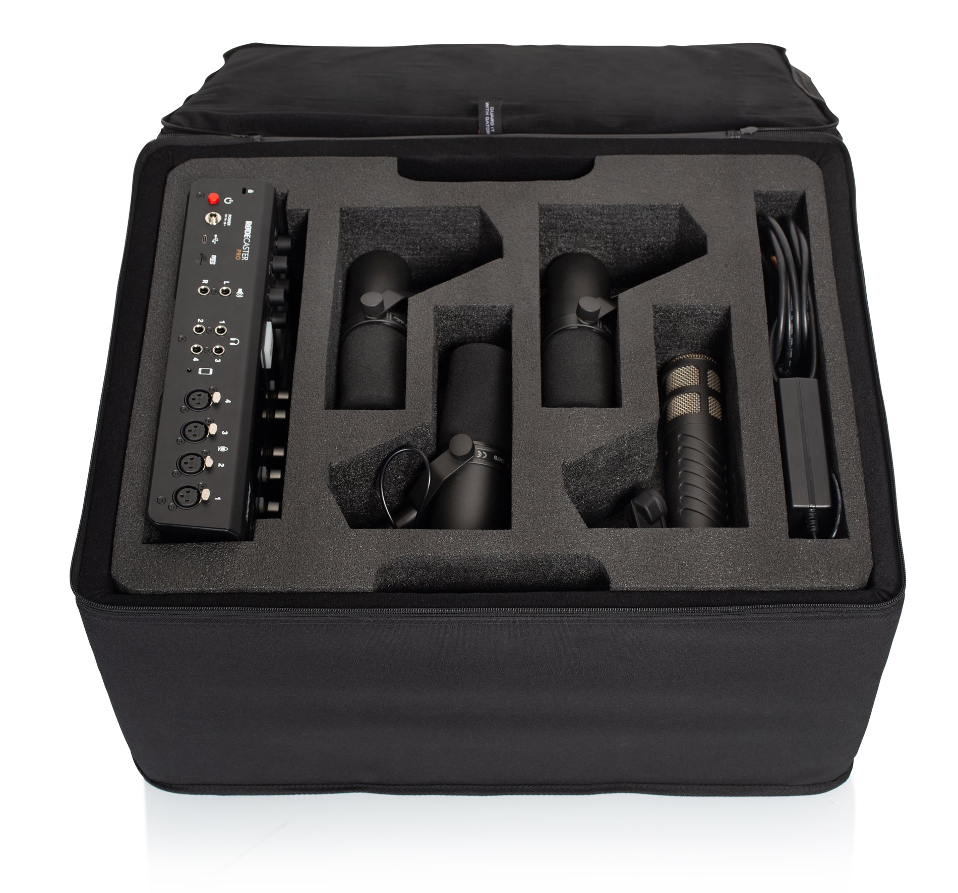 GATOR GL-RODECASTER4 Lightweight Case for Rodecaster & Four Mics - Lightweight Case For Rodecaster Pro & Four Mics