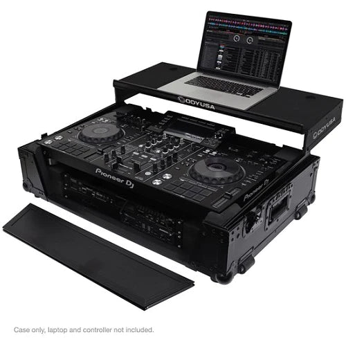 Odyssey FZGSXDJRX2W2BL DJ Case - Odyssey FZGSXDJRX2W2BL - Black Pioneer XDJ-RX / XDJ-RX2 Flight Case with 2U Rack Space and Glide Platform