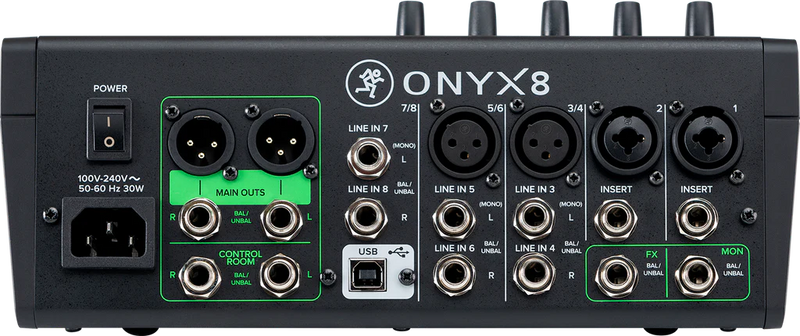 MACKIE ONYX8 - 8-Channel Premium Analog Mixer with Multi-Track USB recording.