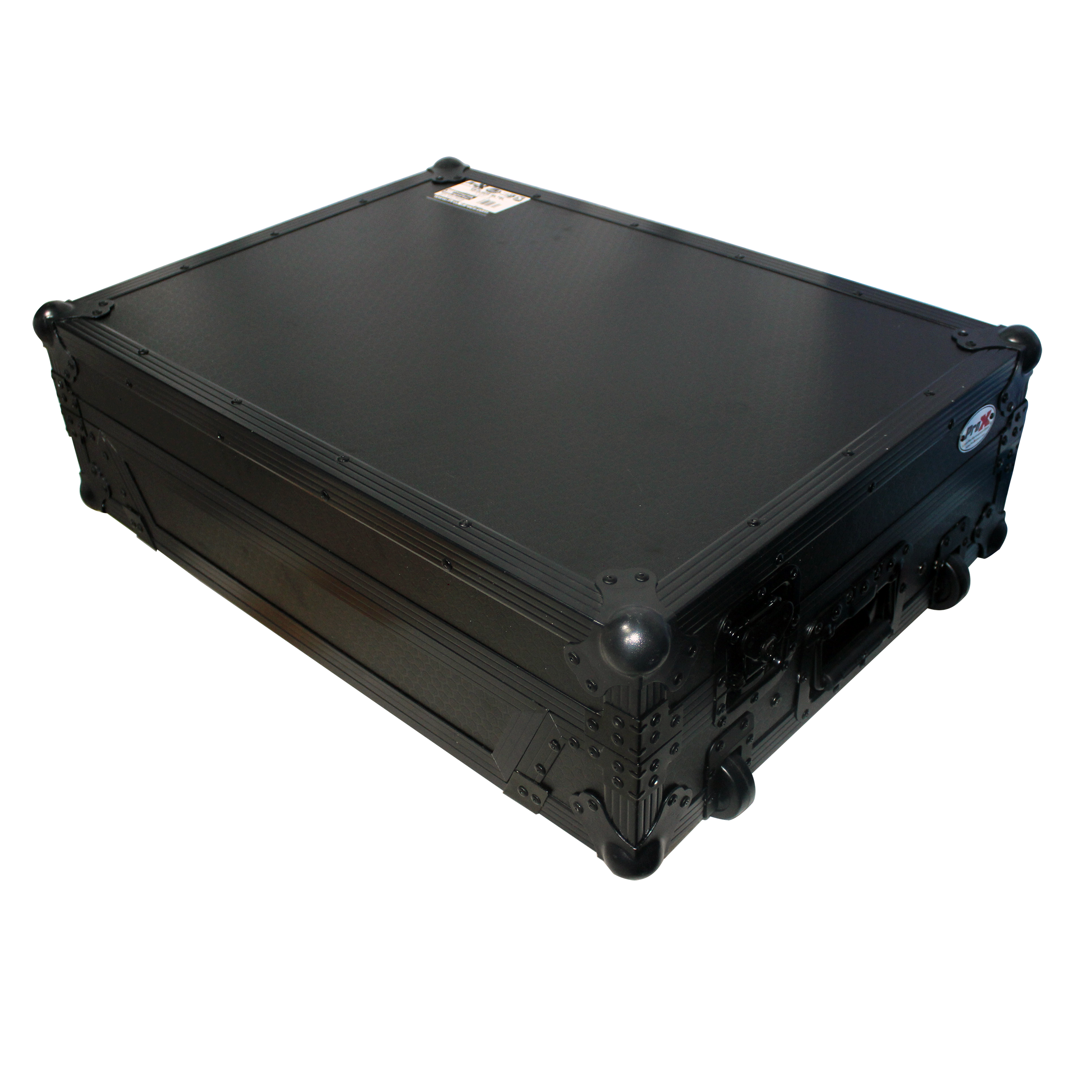 PROX-XS-DJ808WLTBL - Flight Case for Roland DJ-808 or Denon MC7000 Digital Controller W-Wheels & Sliding Laptop Shelf | Black on Black