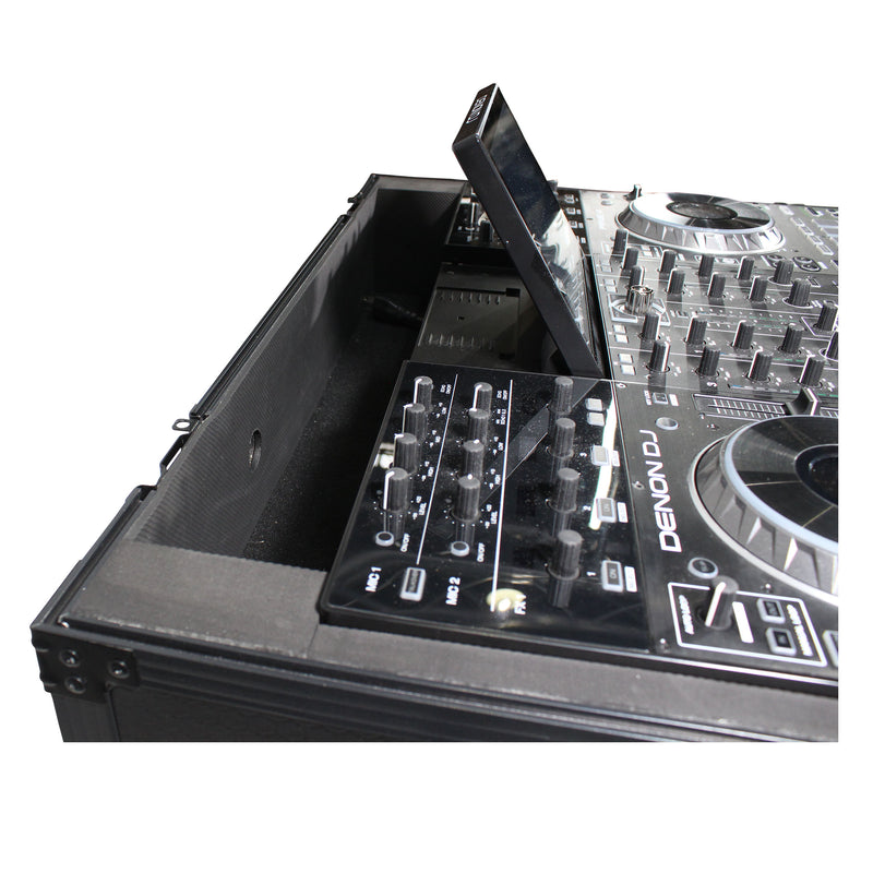 PROX-XS-PRIME4 WBL - Flight Case for Denon Prime 4 Standalone DJ System with Wheels | Black on Black
